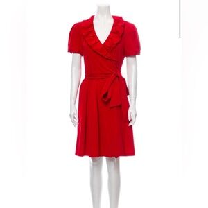 Diane Von Furstenberg Red Ruffle Wrap Dress